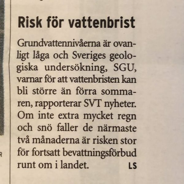 Risk för vattenbrist…